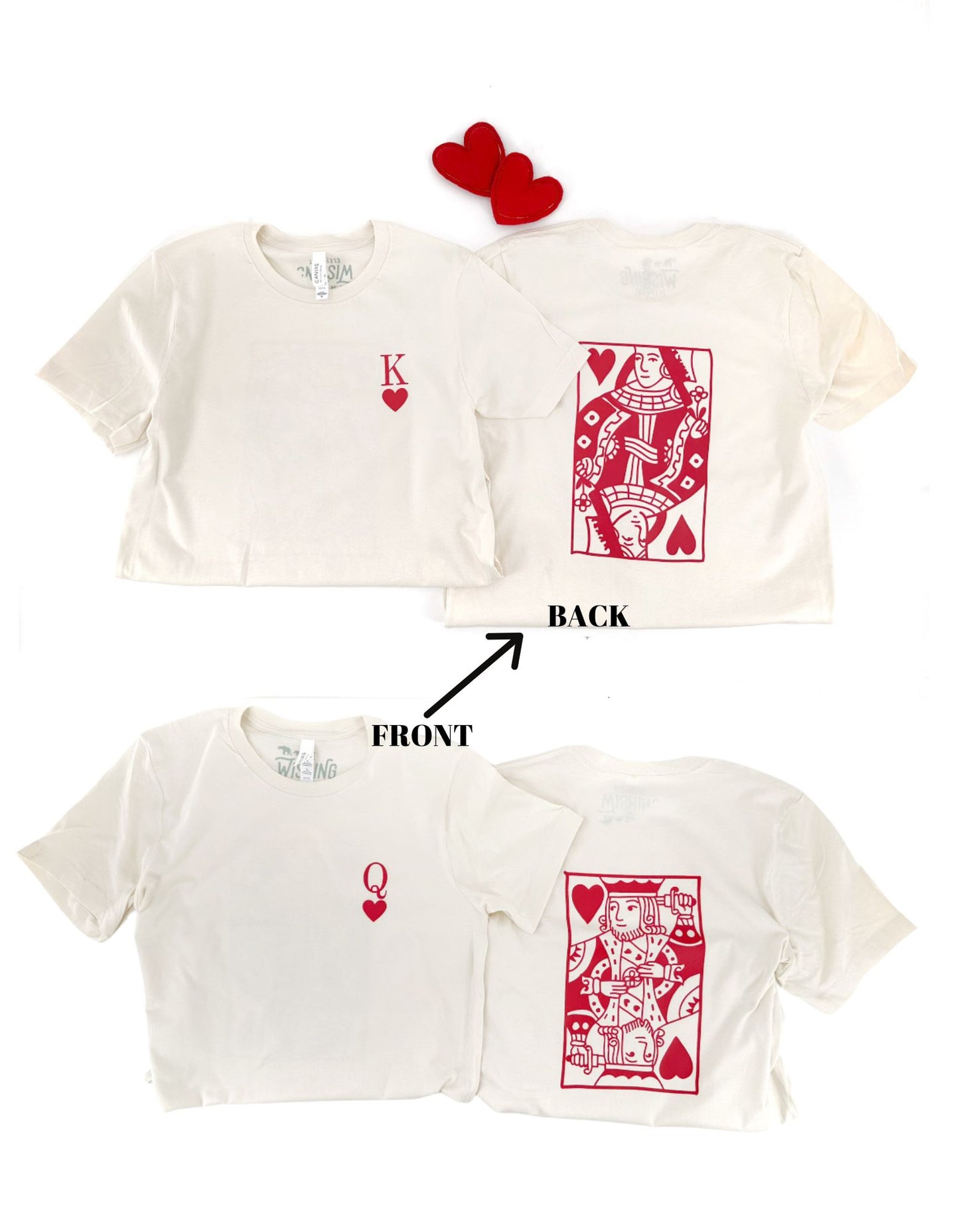 Adult King and Queen of Hearts Tees, Valentines Matching Shirts