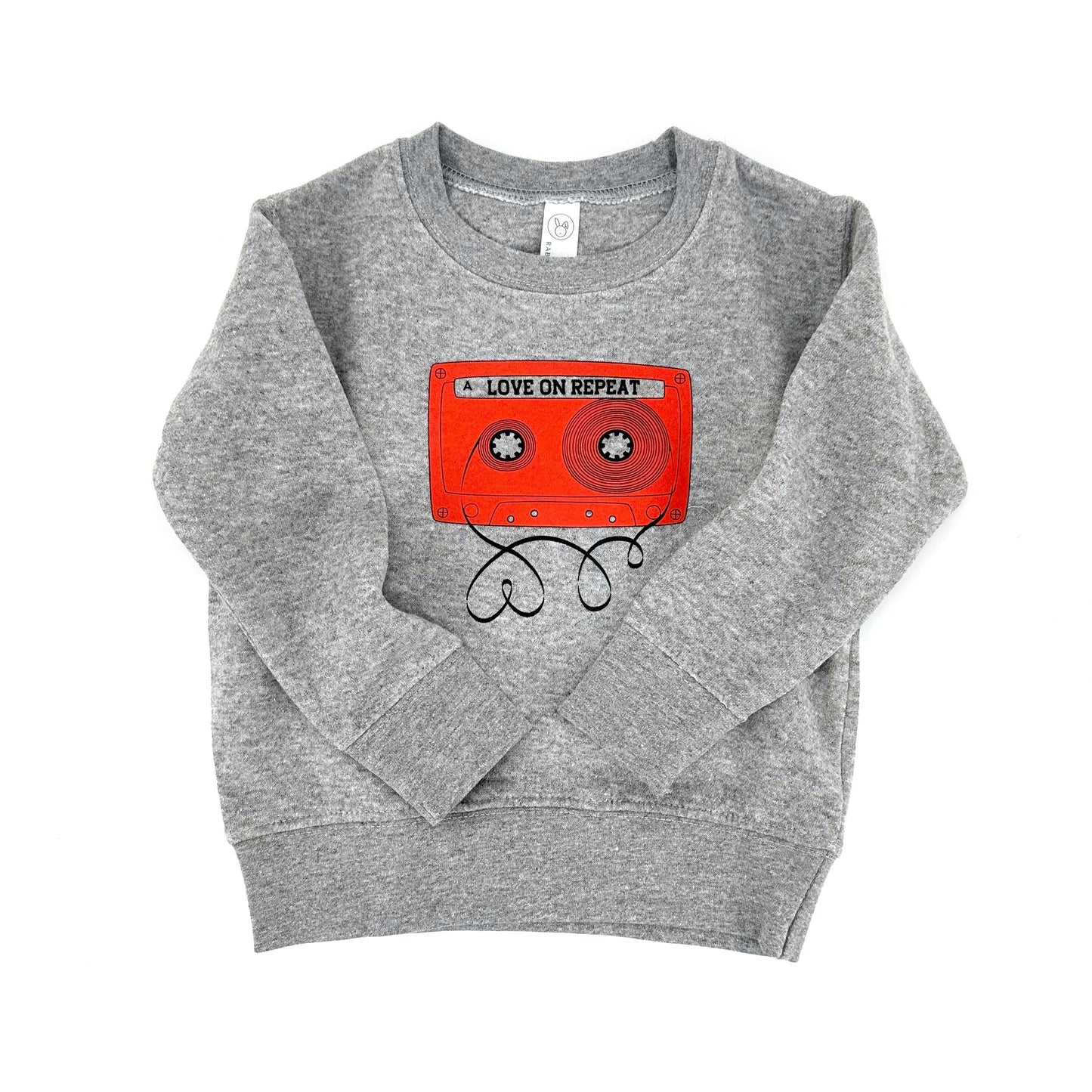 Love On Repeat Sweatshirt, Kids Valentines Day Shirt, Retro Cassette Tape