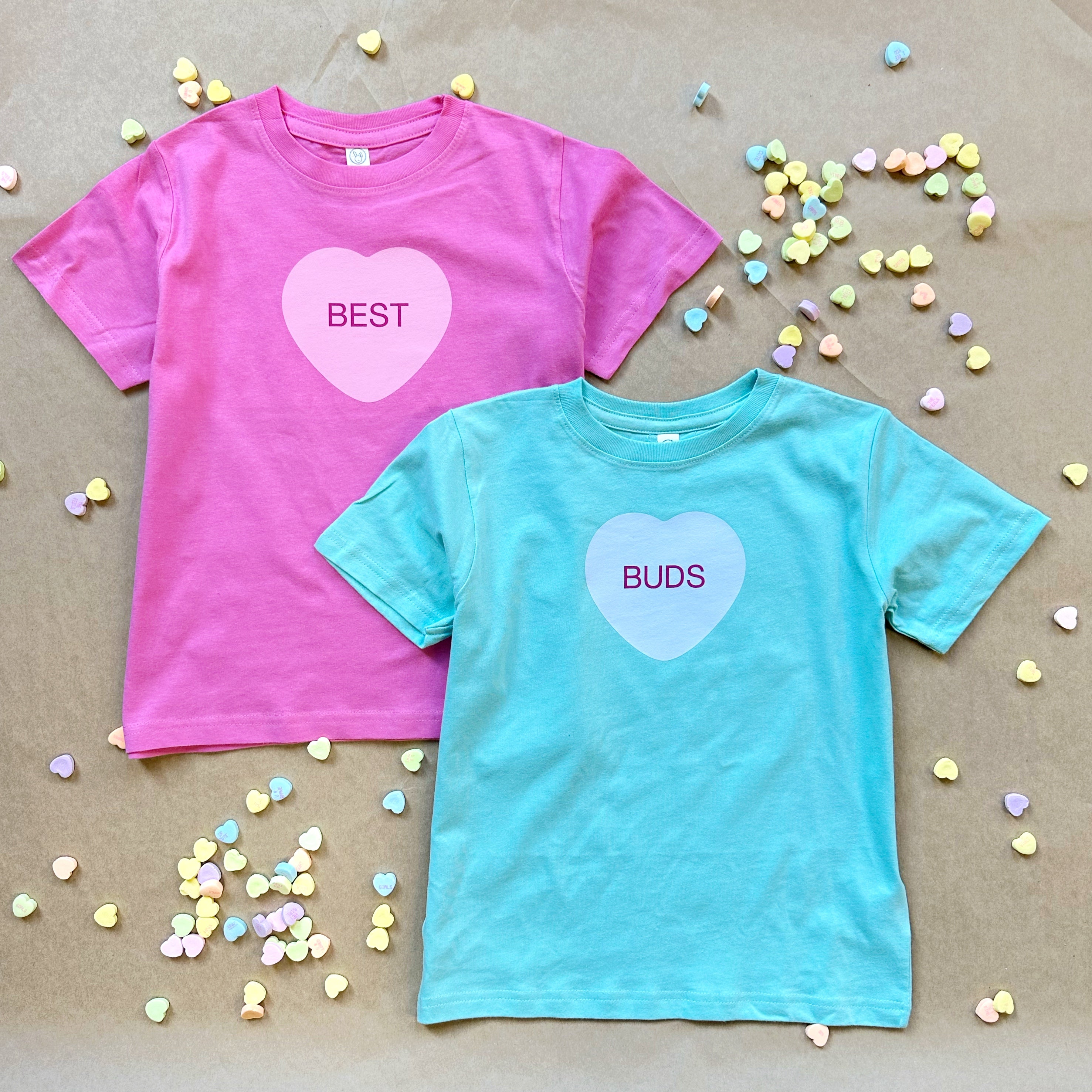 Best Buds - Conversation Heart Tee Shirts for Kids | The Wishing Elephant