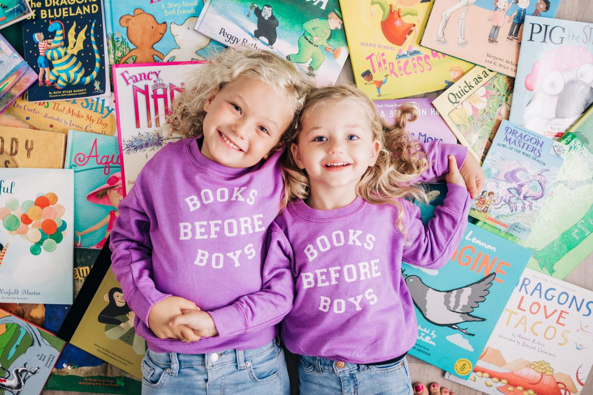 Purple sweatshirt for book lovers, kids sweatshirt