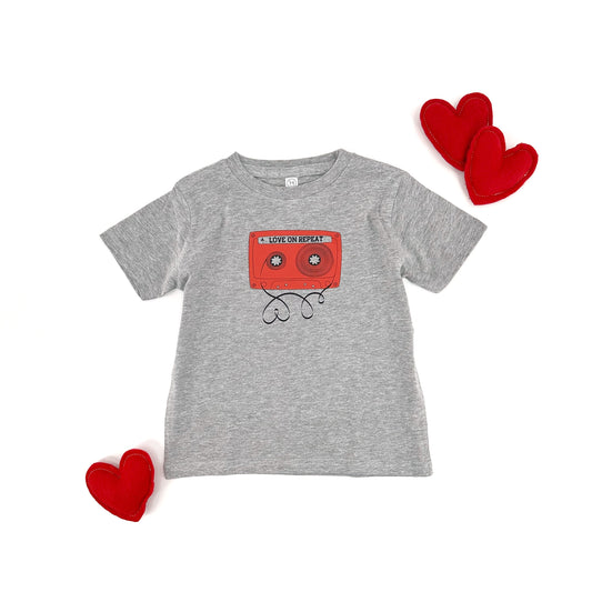 Love on Repeat Tee, Unisex Valentines T-shirt, retro cassette tape