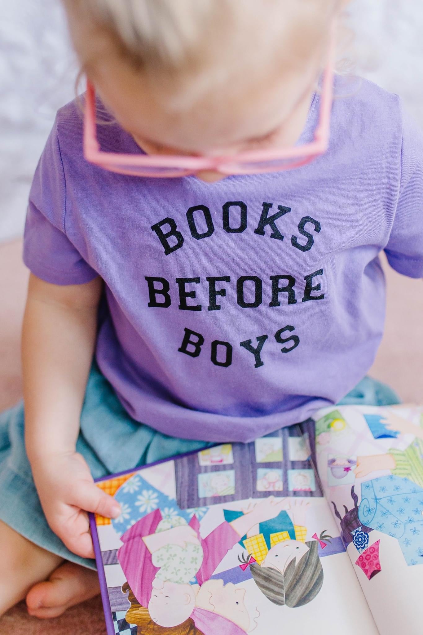 Purple Books Before Boys Tee Purple Books Before Boys Tee The Wishing Elephant tee The Wishing Elephant