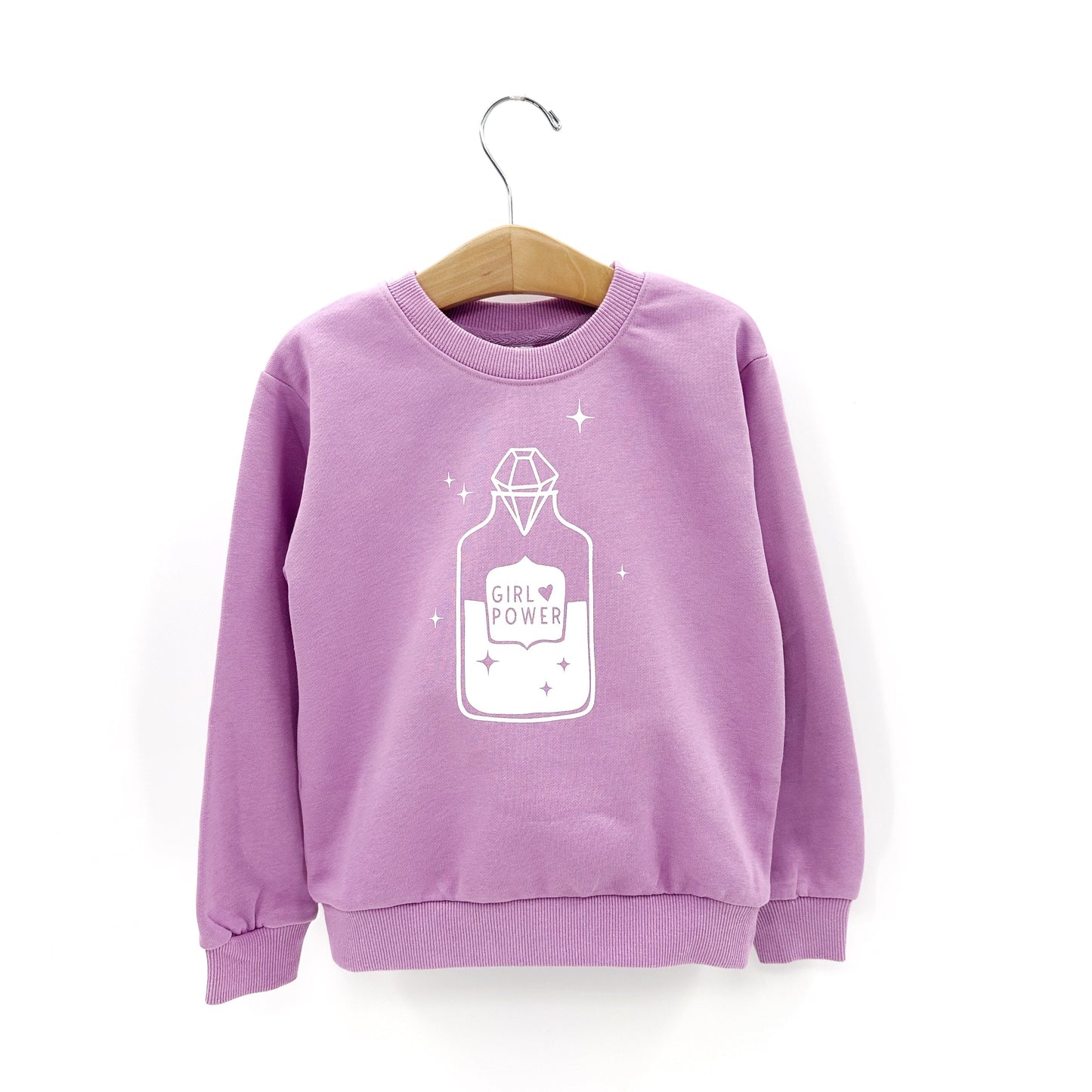 Girl Power Sweatshir for girls, Lavender purple kids pullover