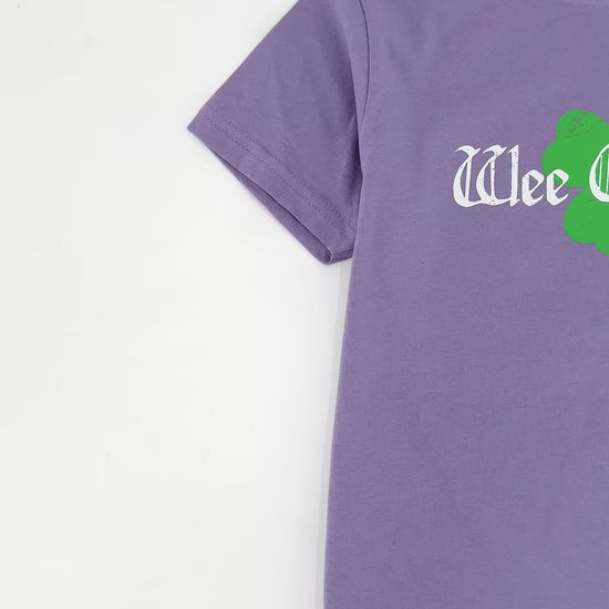 saint patricks day shirt for girls, purple wee charmer with four leaf clover