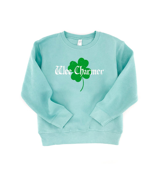 saint patricks day sweatshirt for kids, 4 leaf clover, mint and green