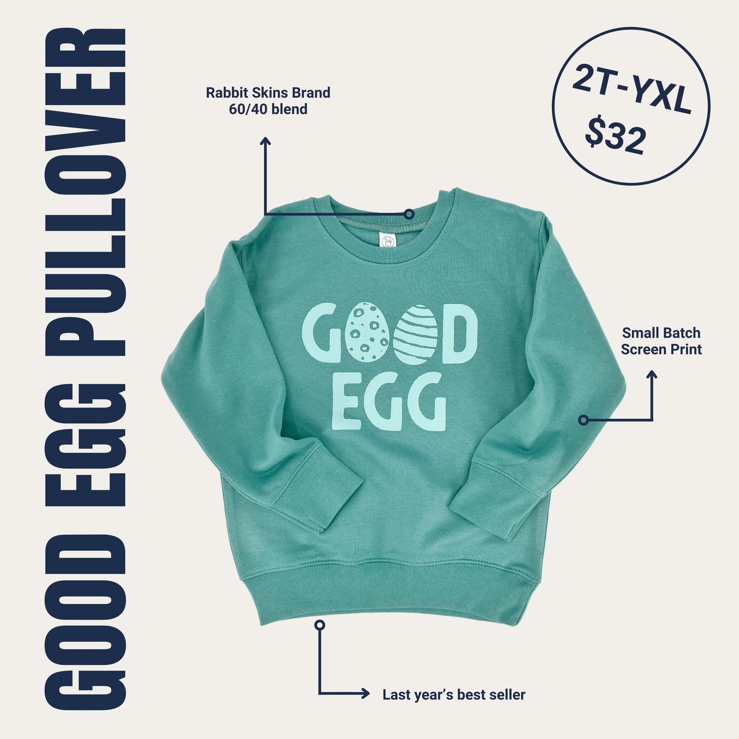 Good Egg Soft Green Pullover Good Egg Soft Green Pullover The Wishing Elephant  The Wishing Elephant